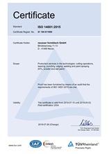 Zertifikat en  DIN/ISO 14001 